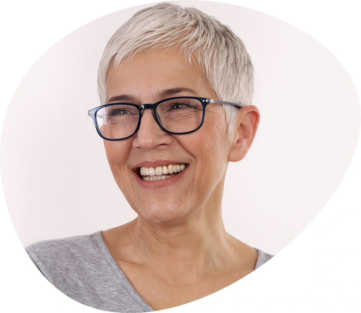 Senior wearing dentures